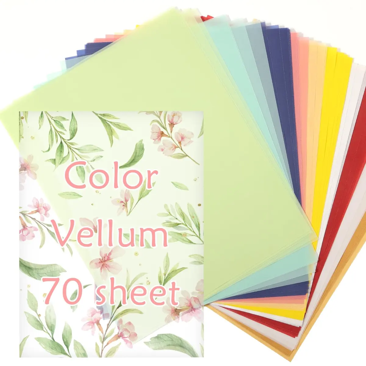 cridoz 70 Pcs Colored Vellum Translucent Paper 8.5 x 11 Inches | 100 GSM Tracing Paper for Crafts & Invitations - main product image