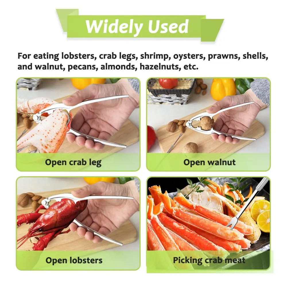 Vicsamer Lobster Crackers and Picks Set | Heavy Duty Seafood Tools for Crab & Lobster | Stainless Steel & Zinc Alloy | Silvery - view 4