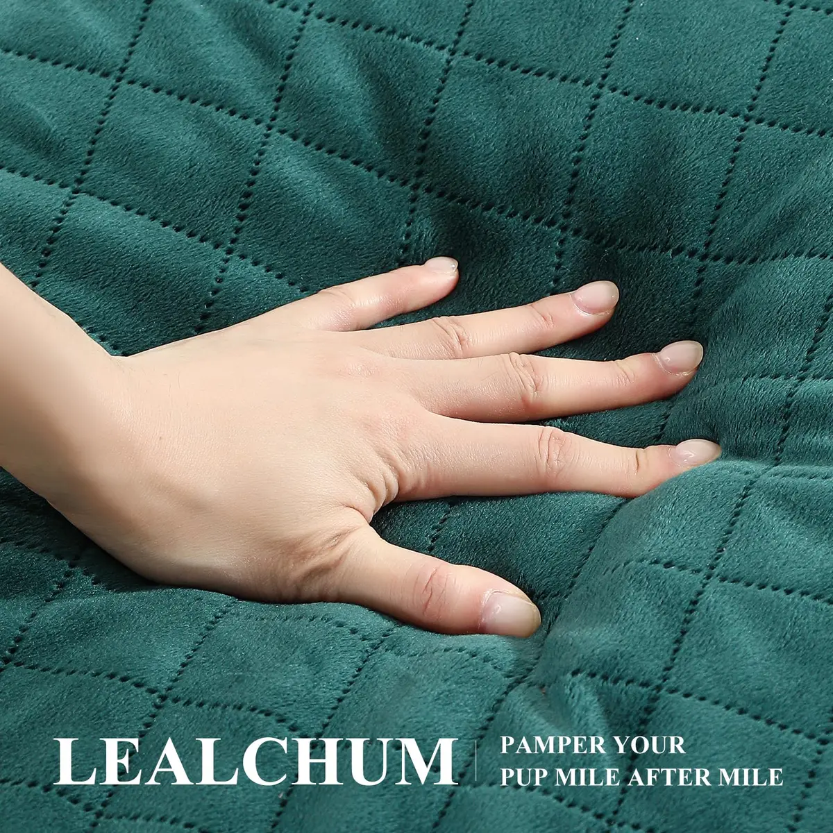 Lealchum Dog Car Seat for Medium/Large Dogs | Removable & Washable Pet Booster with Safety Leash (Large, Green) - view 3