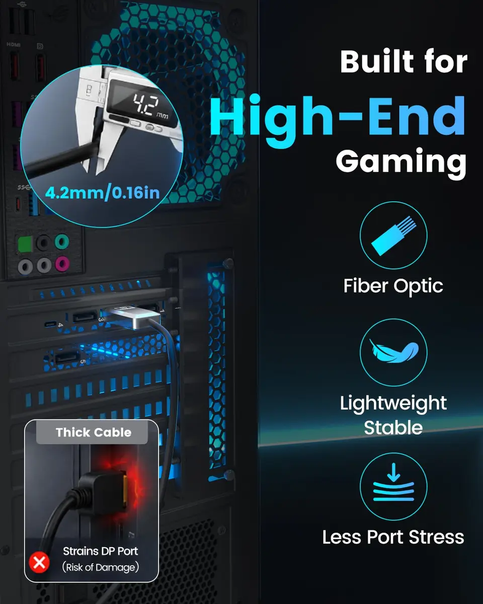 GeoHN.G 16K DisplayPort 2.1 Cable 25m | 40Gbps High-Speed Optical Fiber - view 7