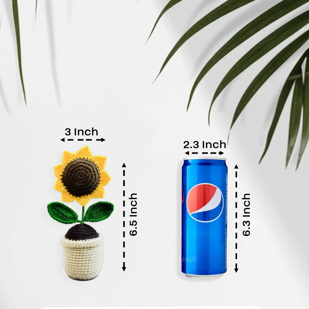 Divyakosh Handmade Crochet Sunflower Potted Plant 16.5cm (6.5in) | Hand-Woven Daisy Knitted Flower Decor - view 4