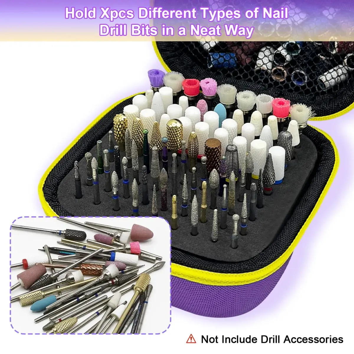 Thowapou 81 Holes Nail Drill Bit Holder Case | Dustproof Portable Organizer for 3/32" Bits - view 4