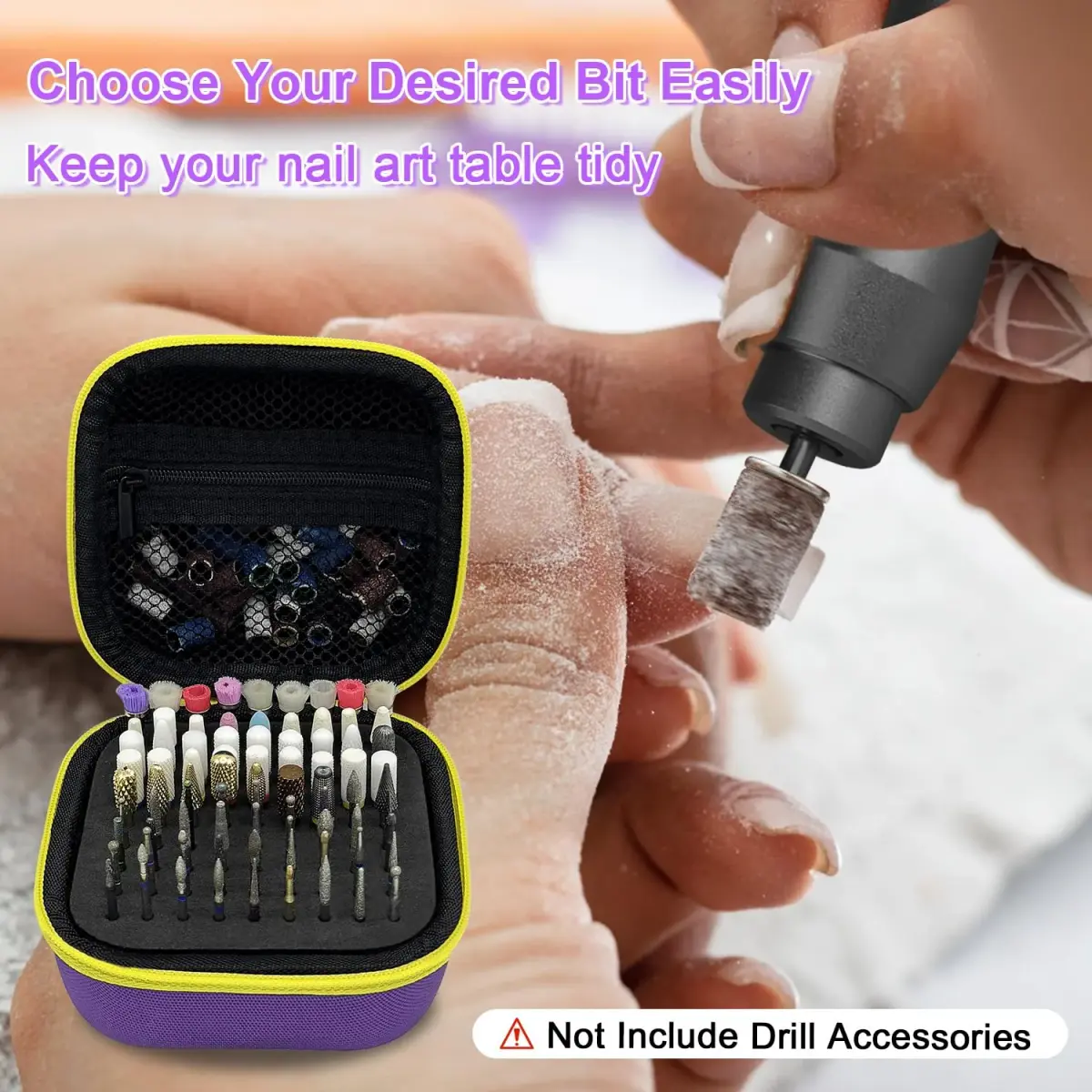 Thowapou 81 Holes Nail Drill Bit Holder Case | Dustproof Portable Organizer for 3/32" Bits - view 7