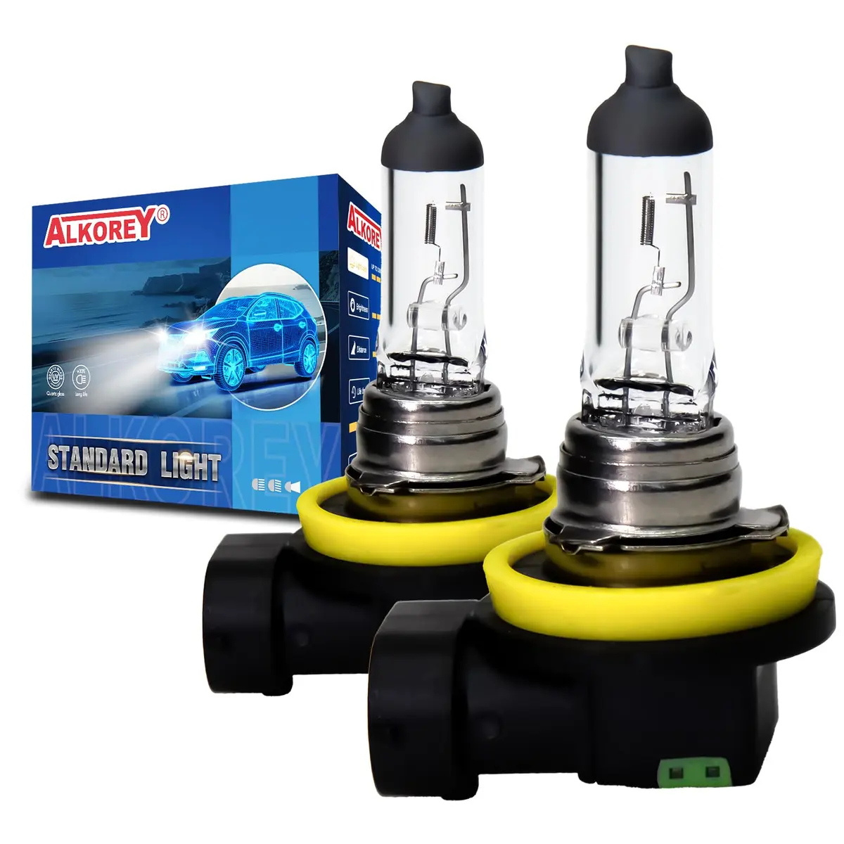 ALKOREY H11 12V55W Car Headlight | Warm White Halogen Bulb for Night Driving - main product image