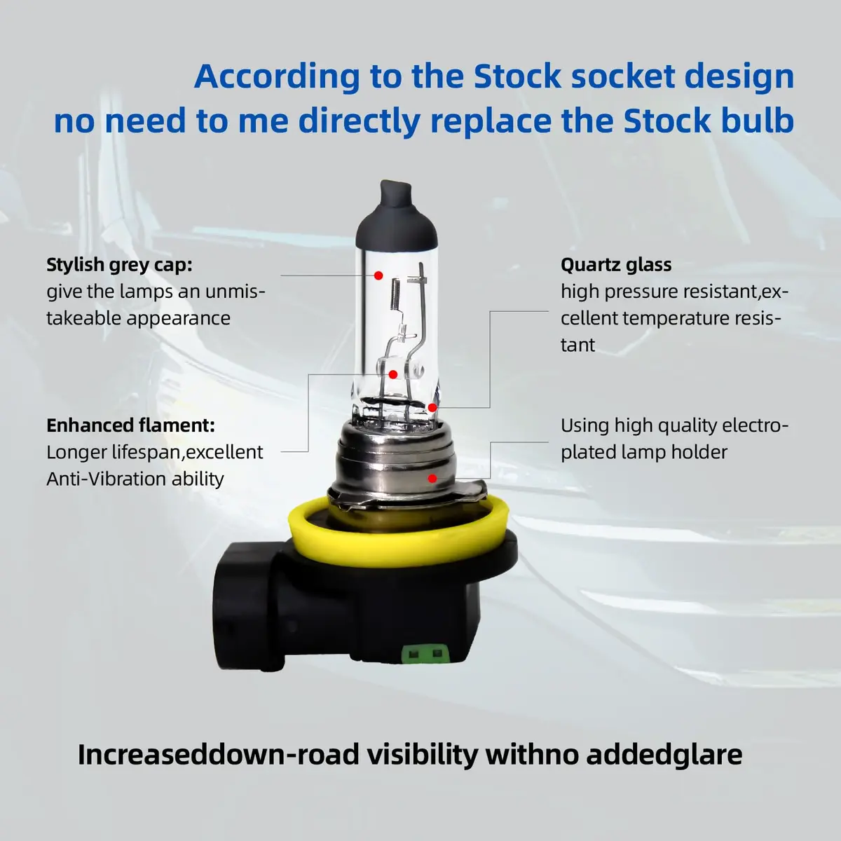ALKOREY H11 12V55W Car Headlight | Warm White Halogen Bulb for Night Driving - view 2