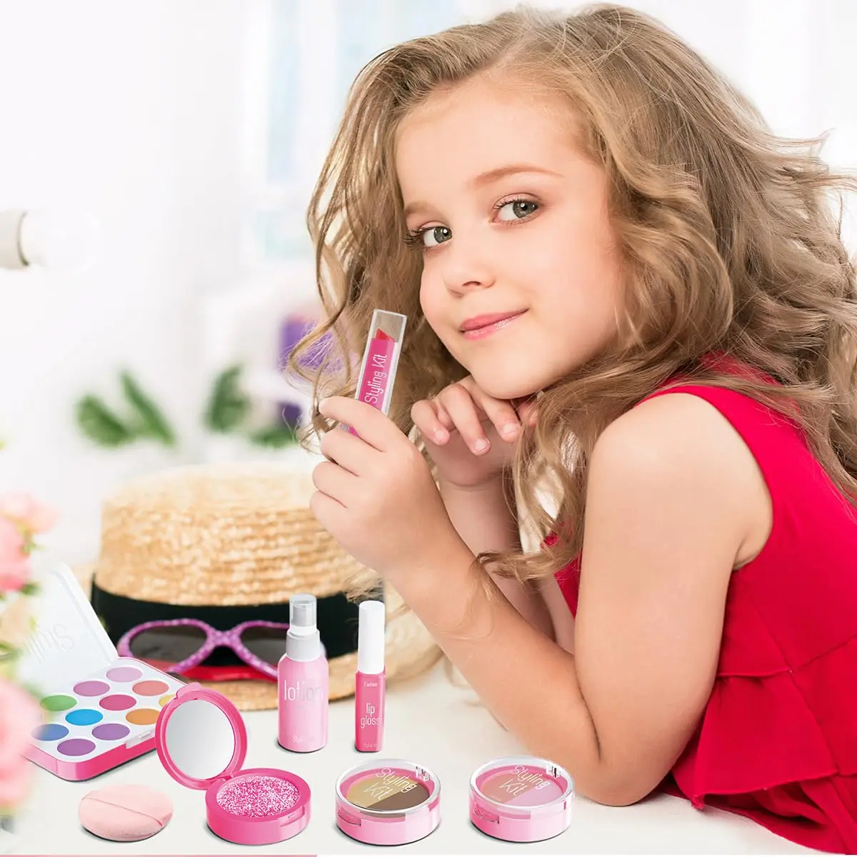 Cosaway Fake Makeup Kits for Girls 3-5 Years Old | Safe Pretend Play Toy in Pink - view 7