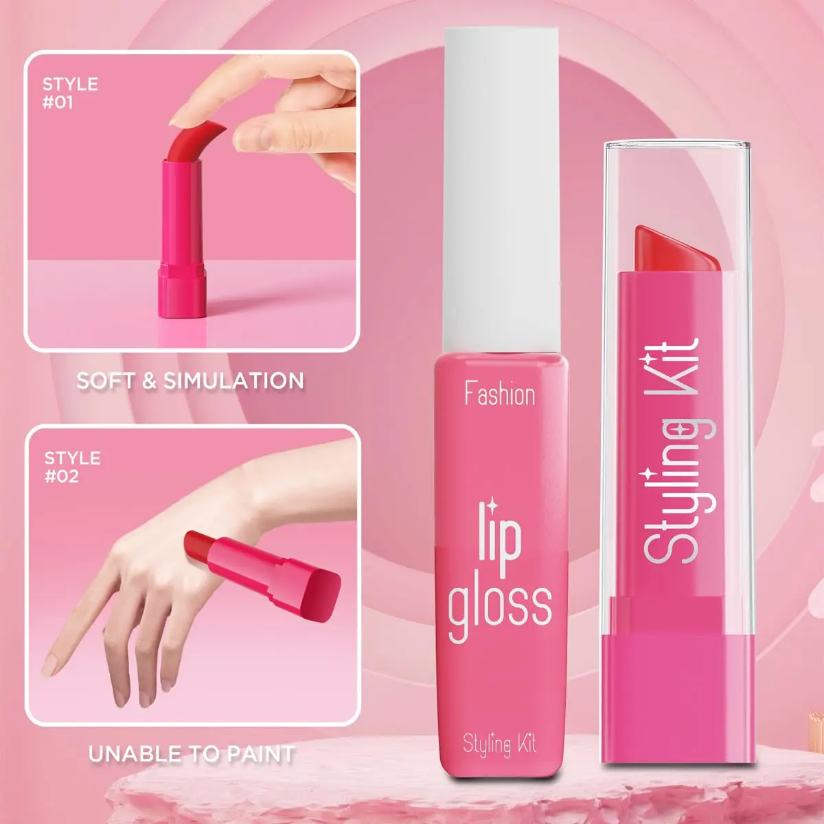 Cosaway Fake Makeup Kits for Girls 3-5 Years Old | Safe Pretend Play Toy in Pink - view 4