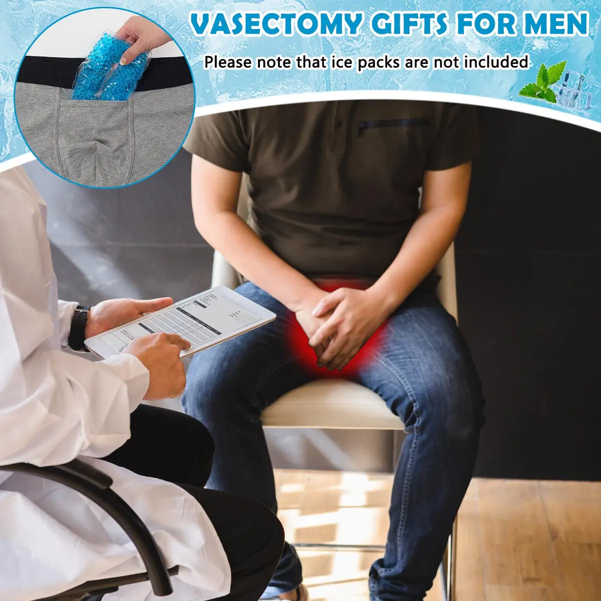 Janmercy Vasectomy Underwear Briefs for Men, Black & Gray, Large | Support & Recovery Aid - view 2
