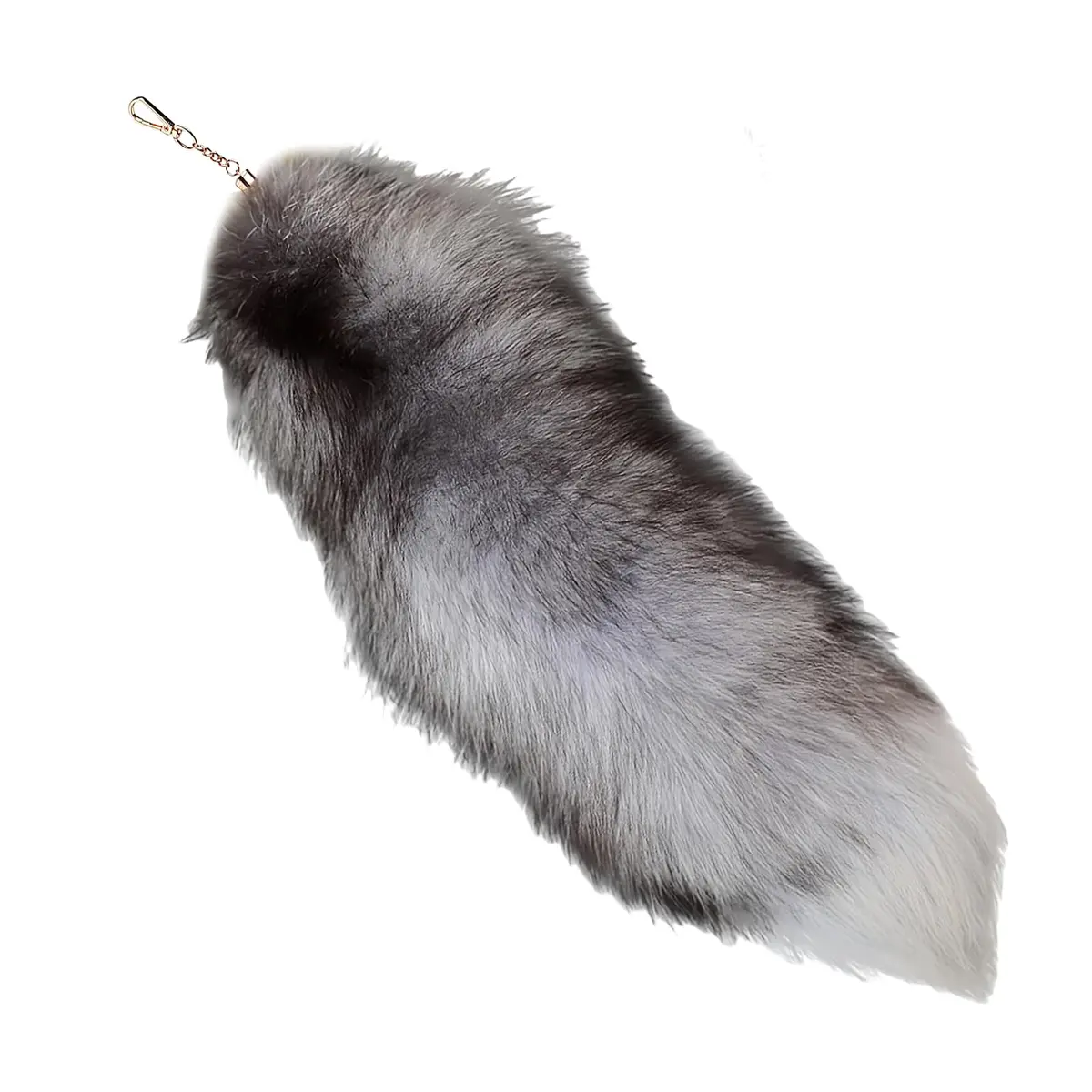 Iivos Fluffy Therian Fox Tail Keychain - Silver Blue Tail 01 - 40.6-45.7 cm (16-18 inches) - main product image