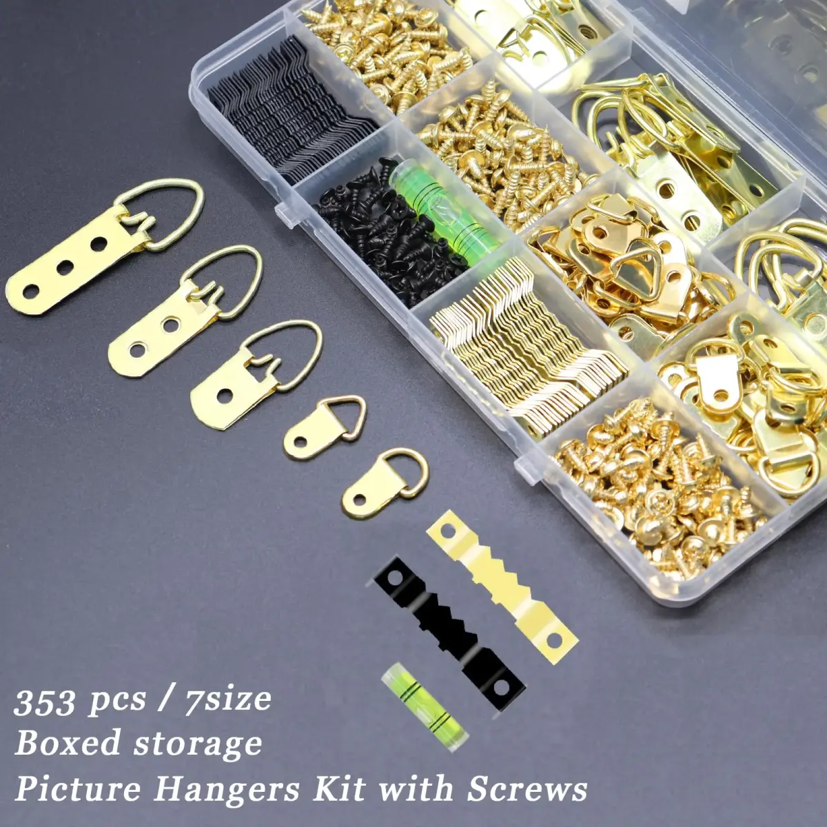 Dianrui 353PCS Picture Hanging Kit with Screws, Saw-Tooth, D Ring Picture Hangers Assortment, Picture Hanging Hardware Tool for Frame Hanging - 7 Models | 200g (0.44 lb) - view 4
