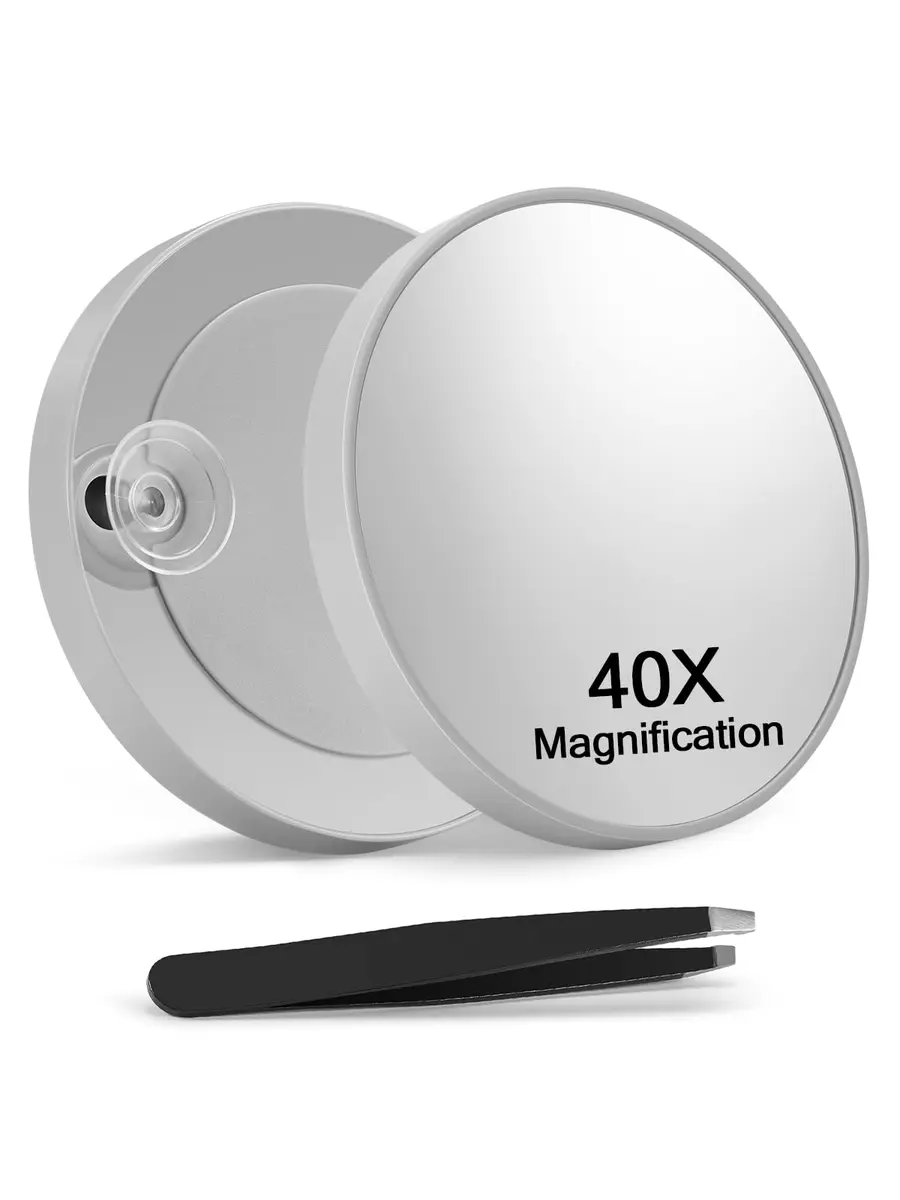 Macaki 40x Magnifying Mirror Suction Cup | Powerful 3.5 in, Grey for Precise Makeup & Grooming - main product image