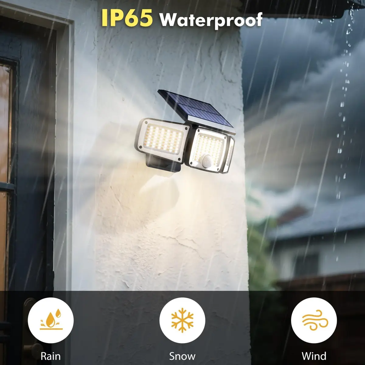 Orbecco Solar Motion Lights 288 LED 3000lm 3 Color Temps | IP65 Waterproof Outdoor Wall Mount - view 6