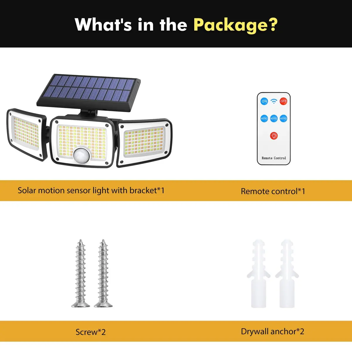 Orbecco Solar Motion Lights 288 LED 3000lm 3 Color Temps | IP65 Waterproof Outdoor Wall Mount - view 8
