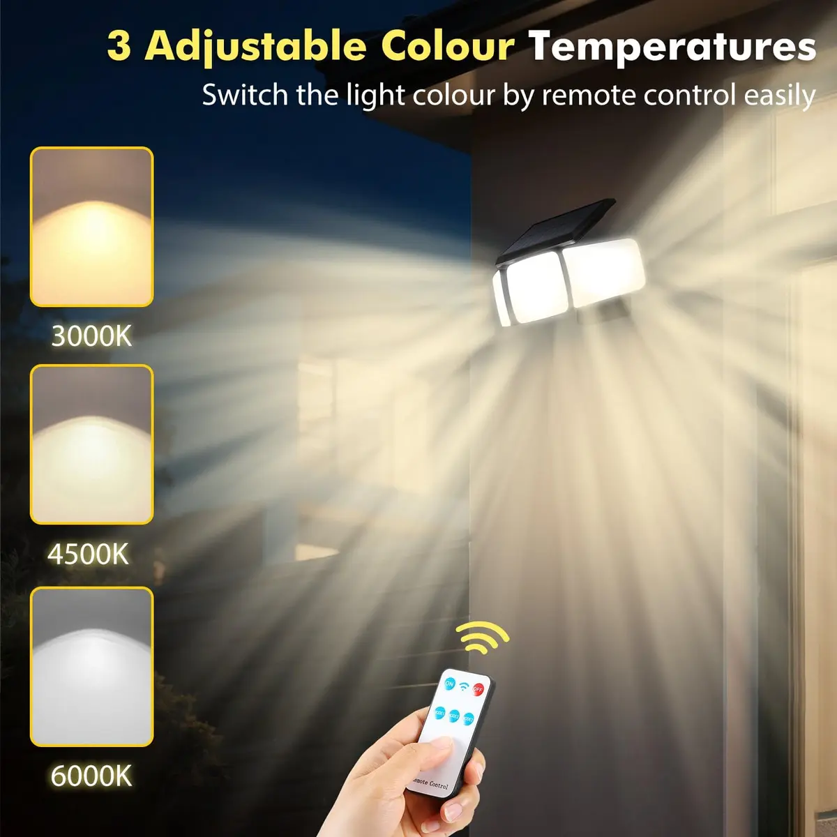 Orbecco Solar Motion Lights 288 LED 3000lm 3 Color Temps | IP65 Waterproof Outdoor Wall Mount - view 2