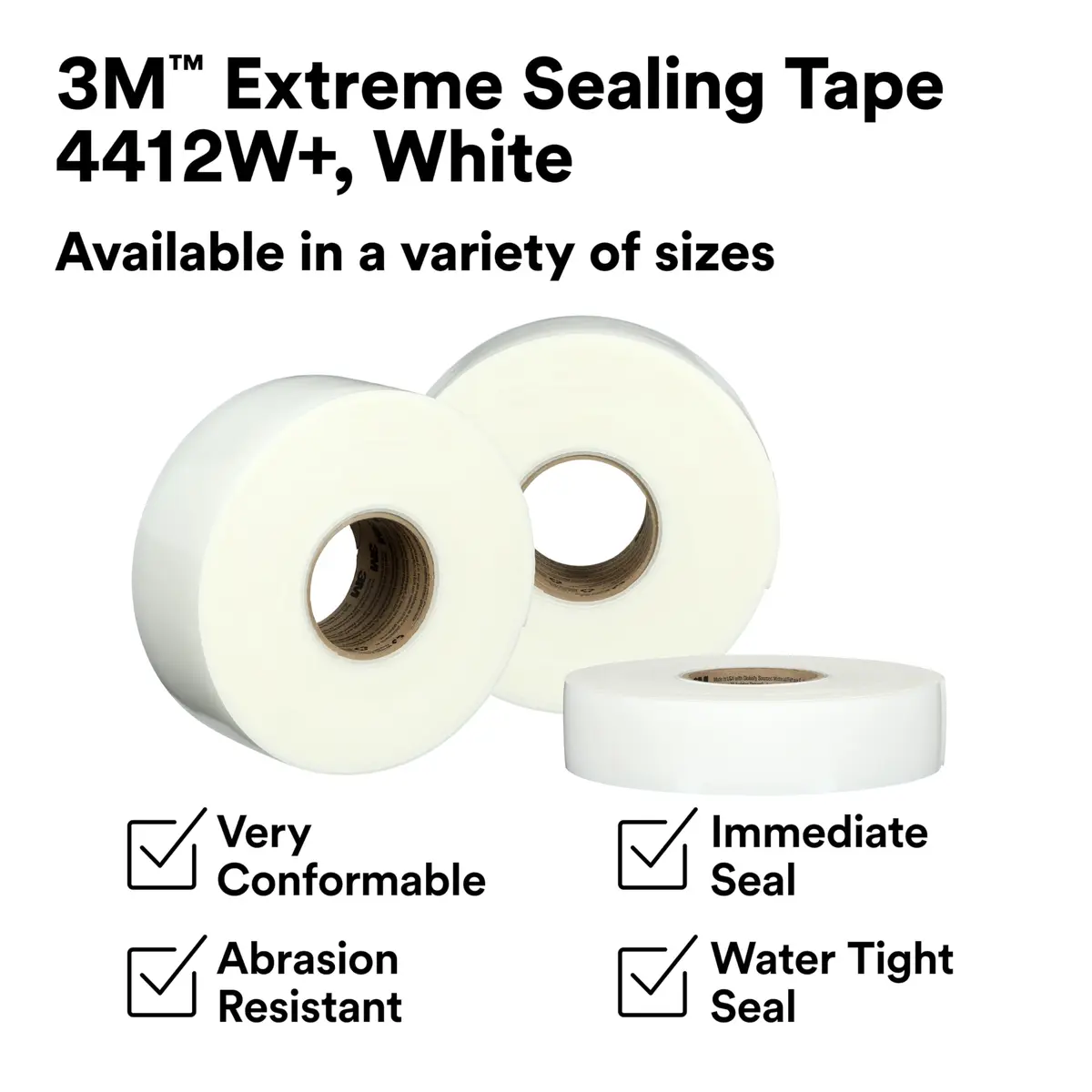 3M White Extreme Sealing Tape 4412W+ | Waterproof, Conformable, Quick Adhesion - view 2