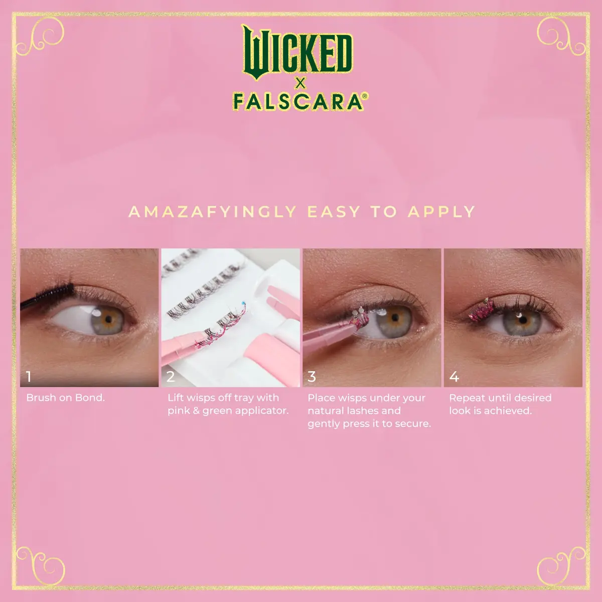 FALSCARA WICKED X False Eyelashes Natural Volume | Blue Glitter, 10 Clusters, 8-10mm, Reusable, DIY Lash Kit with Mini Bond & Applicator - view 2