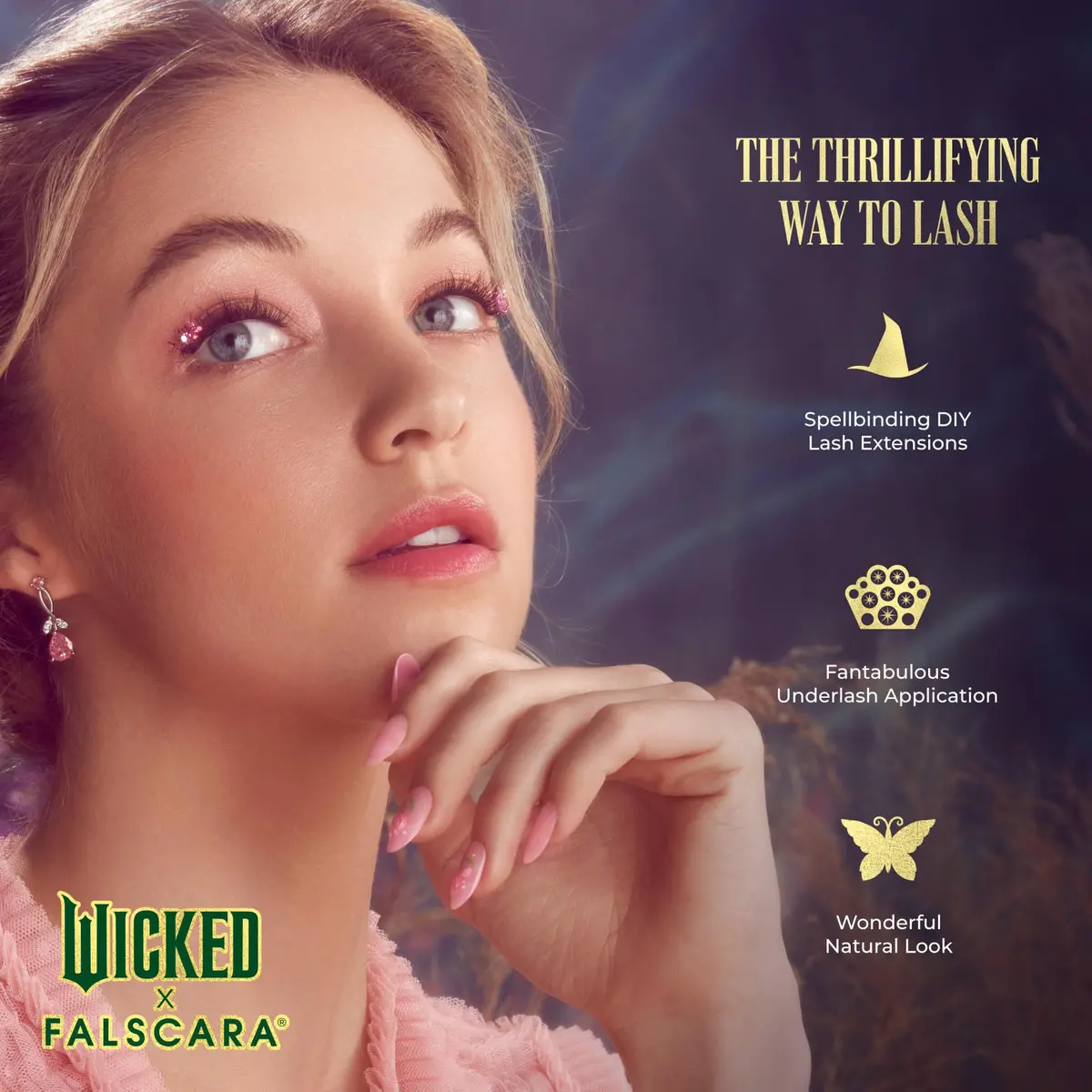 FALSCARA WICKED X False Eyelashes Natural Volume | Blue Glitter, 10 Clusters, 8-10mm, Reusable, DIY Lash Kit with Mini Bond & Applicator - view 3