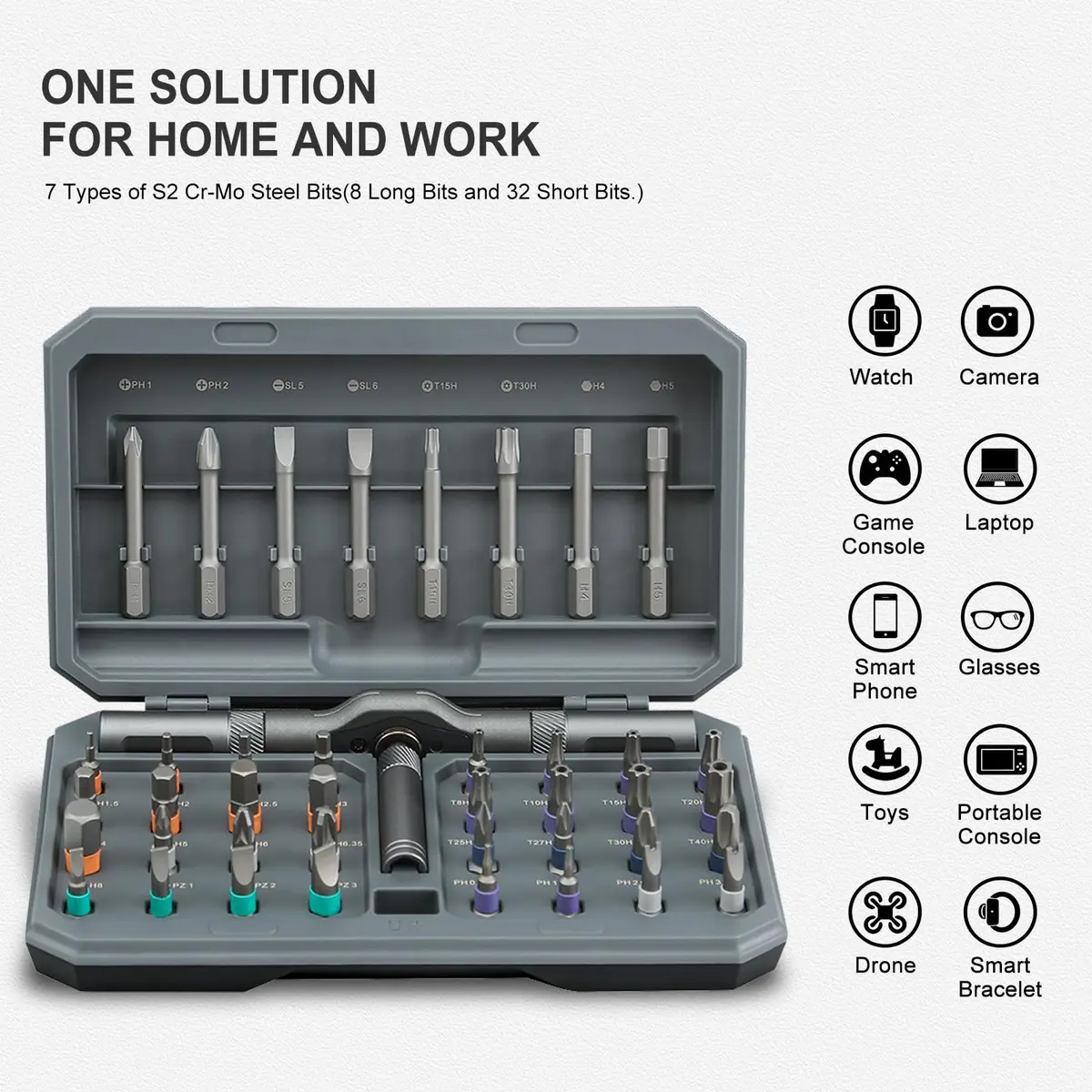 ANVANNA 42 in 1 Magnetic Screwdriver Set | Multi Bit Ratcheting Tool for DIY & Professionals - view 7