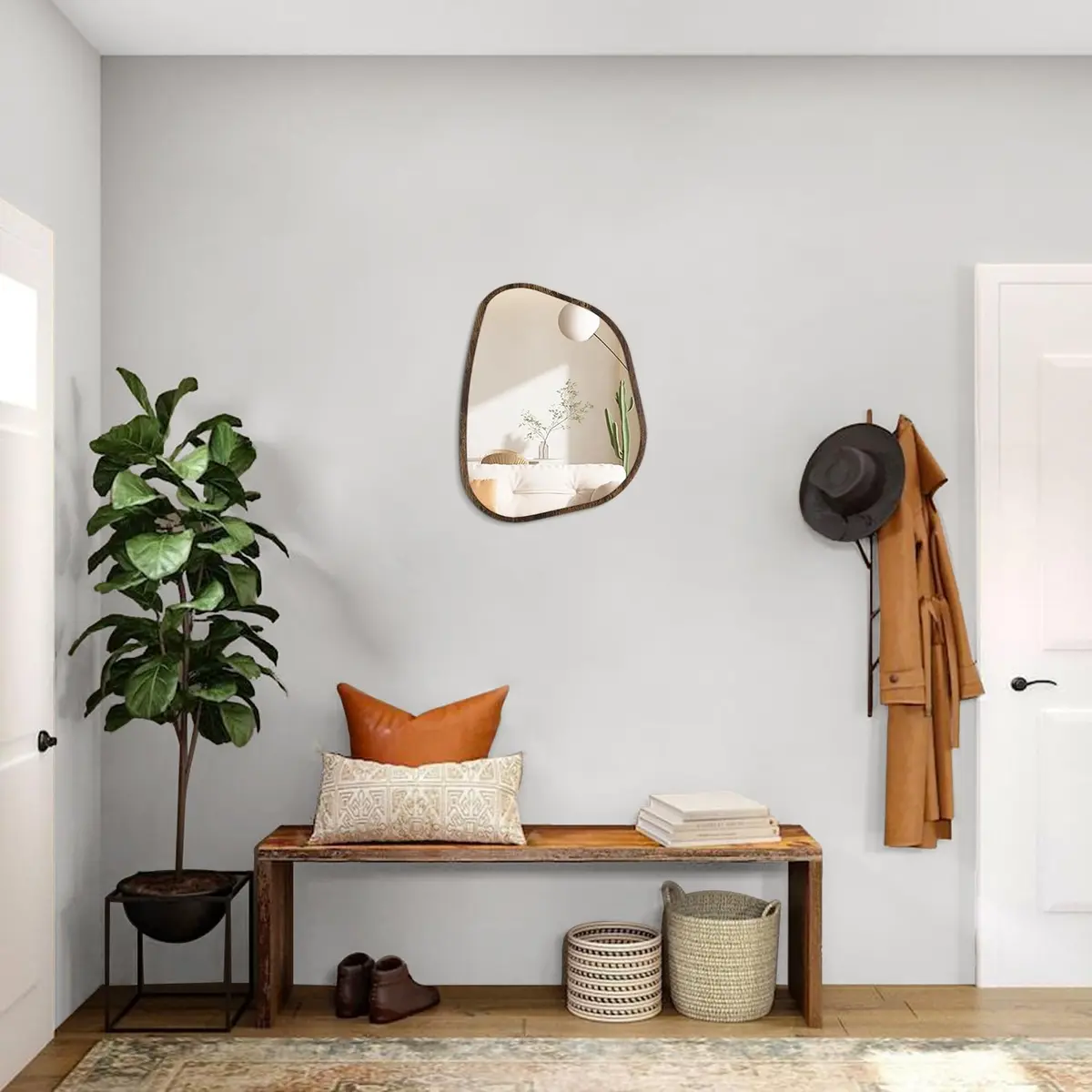HLFMVWE Asymmetrical Accent Mirror 16"x12" | Irregular Oval Wall Decor for Bedroom & Living Room - view 5