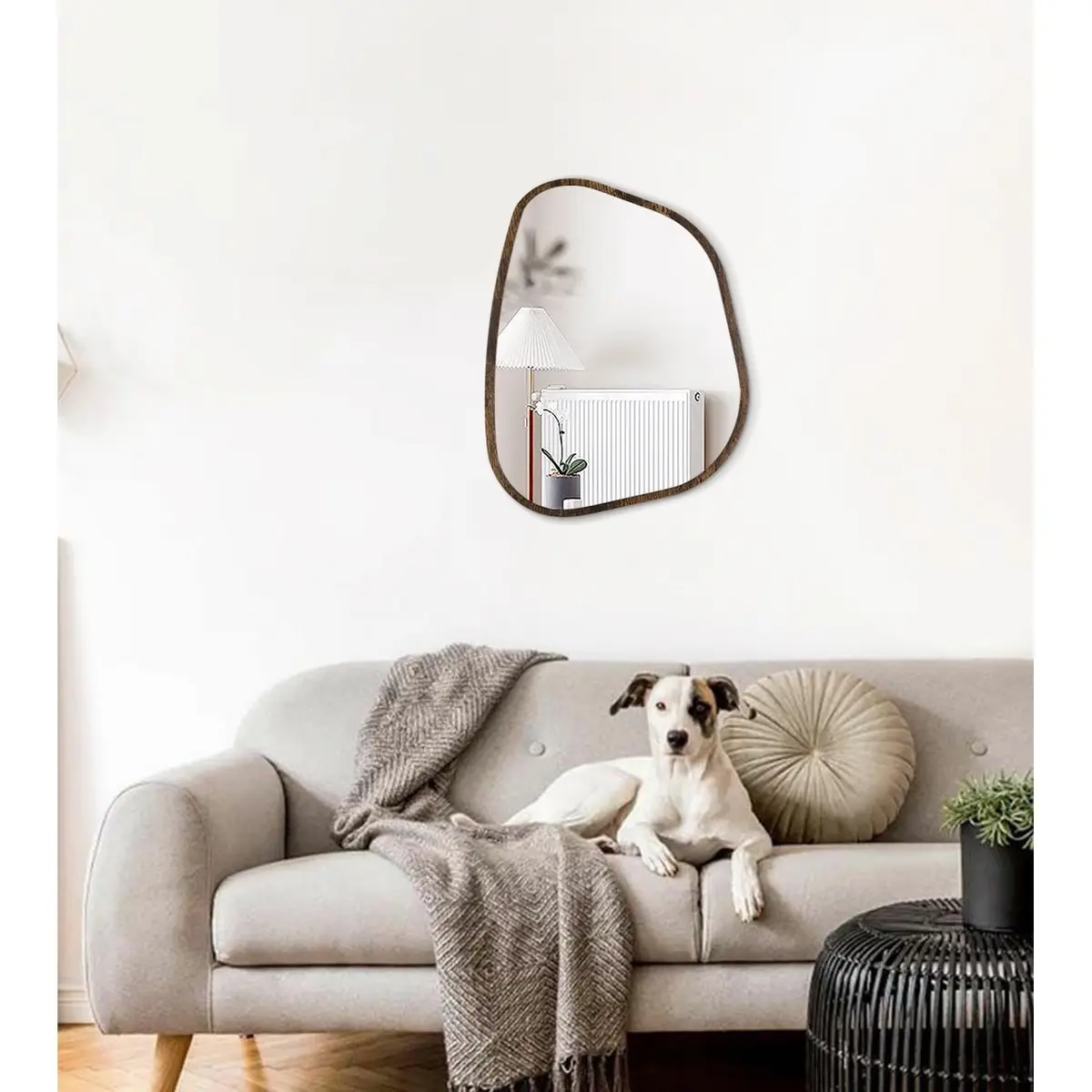 HLFMVWE Asymmetrical Accent Mirror 16"x12" | Irregular Oval Wall Decor for Bedroom & Living Room - view 3