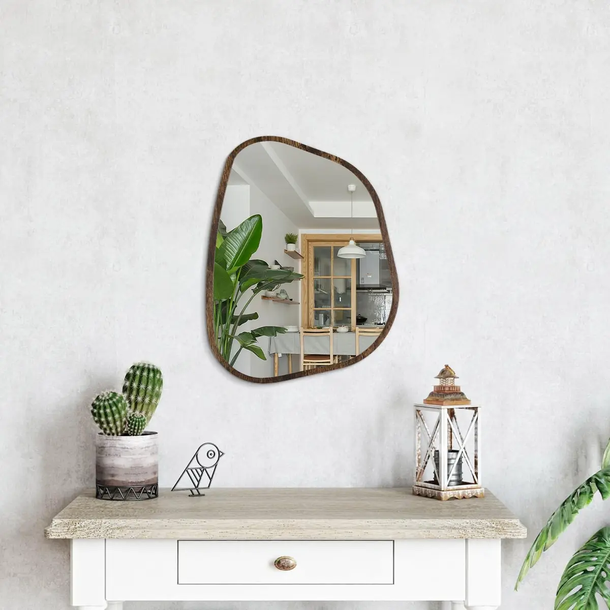 HLFMVWE Asymmetrical Accent Mirror 16"x12" | Irregular Oval Wall Decor for Bedroom & Living Room - view 4