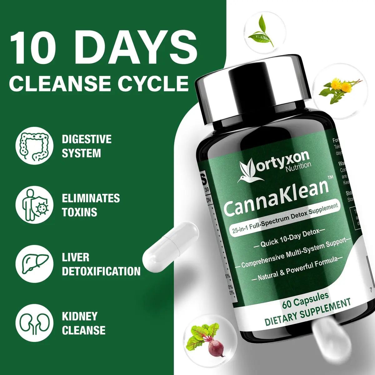 Vortyxon 25-in-ONE CannaKlean & Detox Capsules 60 Count | Natural Herbal Detox Support - view 3