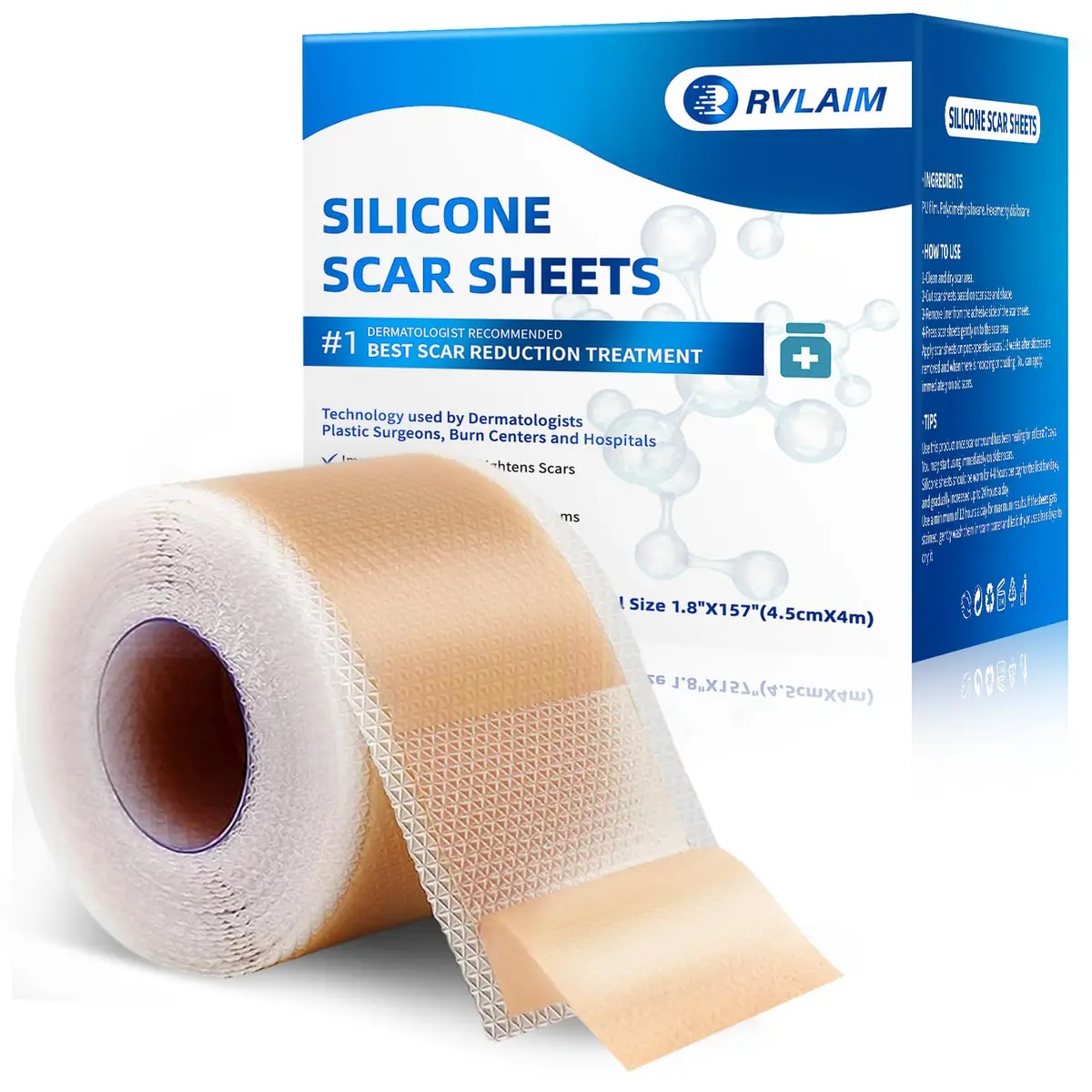 Rvlaim Silicone Scar Sheets 1.8” x 157” Roll | Medical-Grade, Reusable & Waterproof - main product image