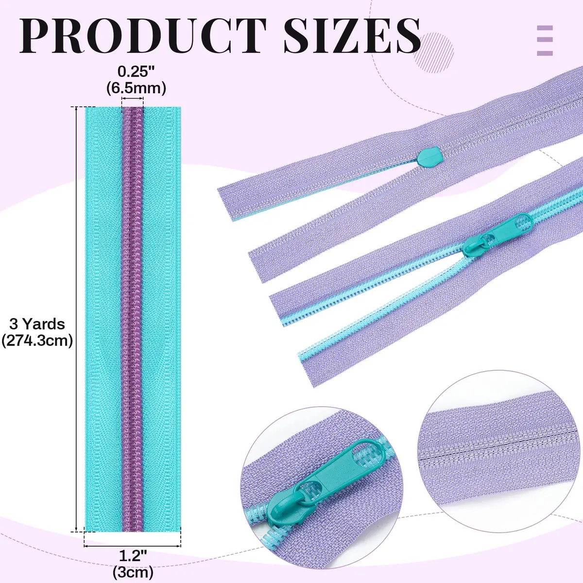 Solsew Nylon Zipper Roll, Rainbow Colors, 36 Yards | Easy Cut & Smooth Sliding - view 2