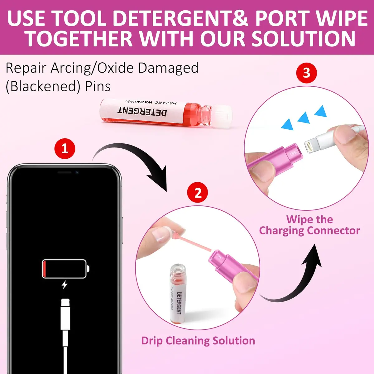 Ordilend Pink Wireless Accessory | iPhone Charging Port & AirPod Cleaner Kit - view 6