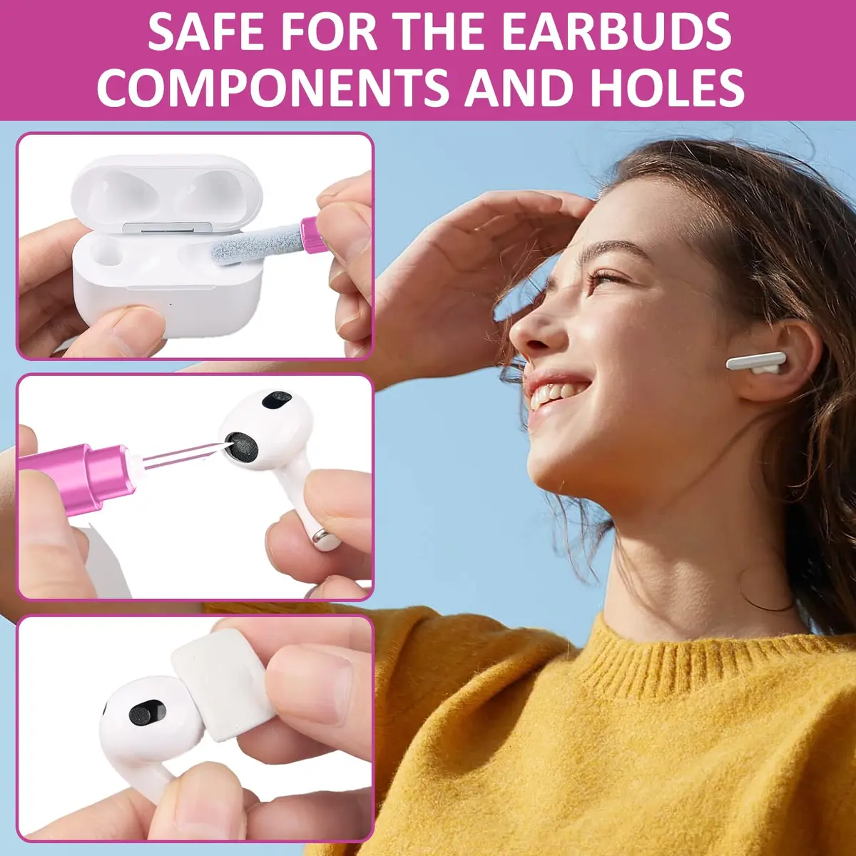 Ordilend Pink Wireless Accessory | iPhone Charging Port & AirPod Cleaner Kit - view 7