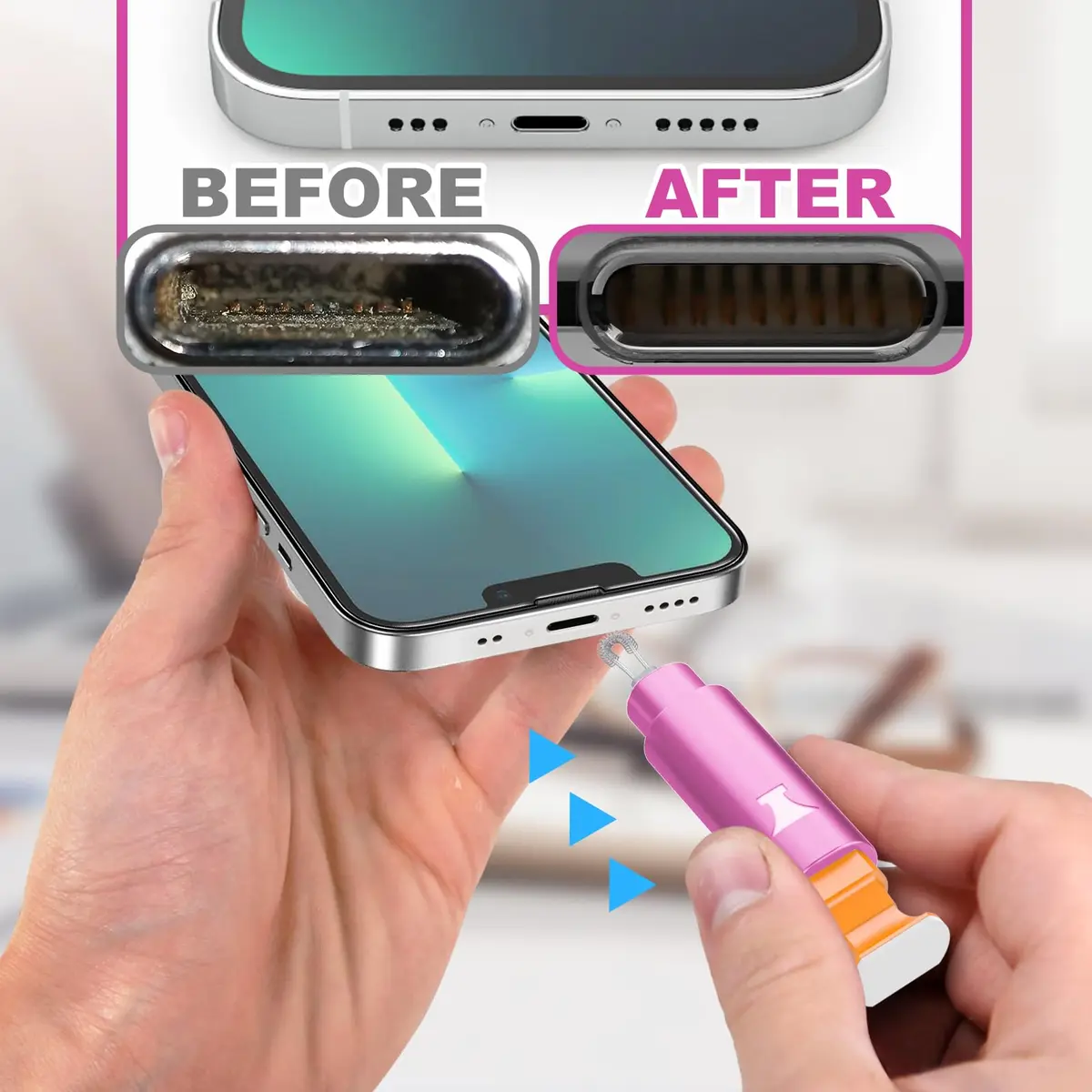 Ordilend Pink Wireless Accessory | iPhone Charging Port & AirPod Cleaner Kit - view 4