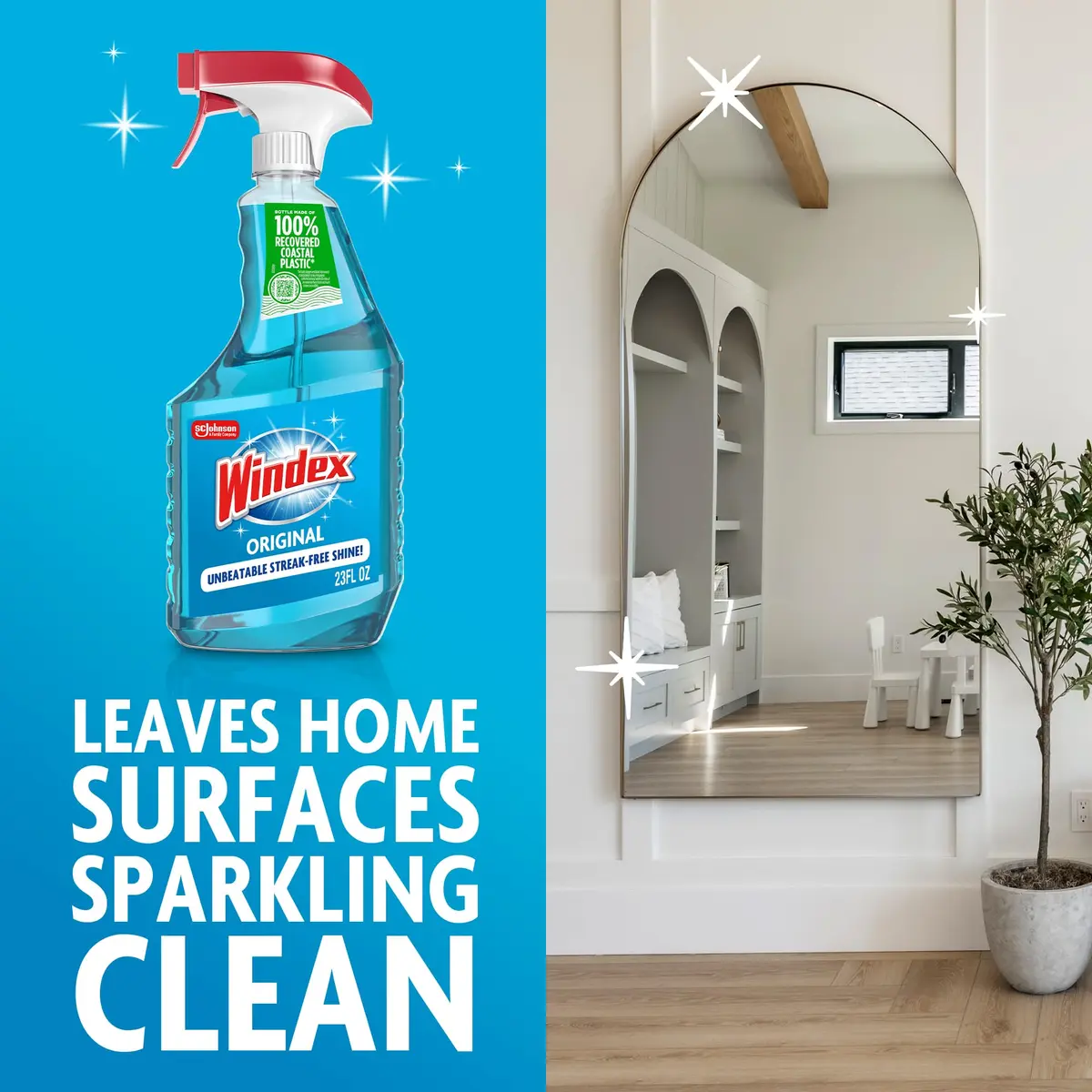Windex Original Glass Cleaner Spray Bottle 46 fl oz (23 Fl Oz x 2) | Streak-Free Shine for Home Surfaces - view 7