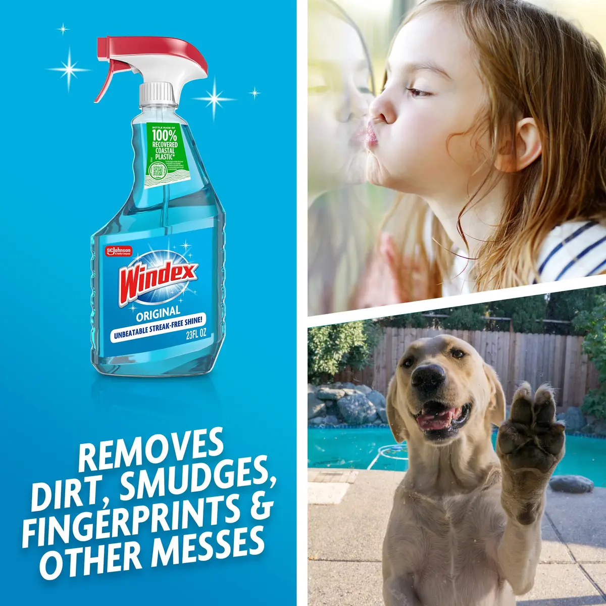 Windex Original Glass Cleaner Spray Bottle 46 fl oz (23 Fl Oz x 2) | Streak-Free Shine for Home Surfaces - view 3