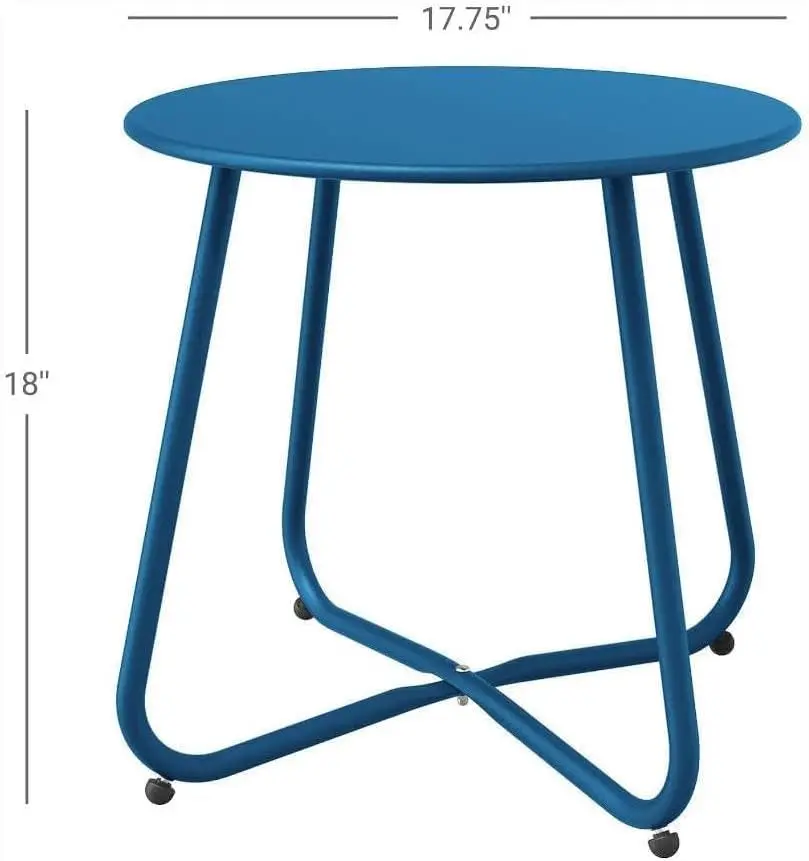 Yardgrace Peacock Blue Patio Side Table, 18" Weatherproof Steel Outdoor Indoor Side Table for Garden, Balcony, Pool & Tailgate - view 3