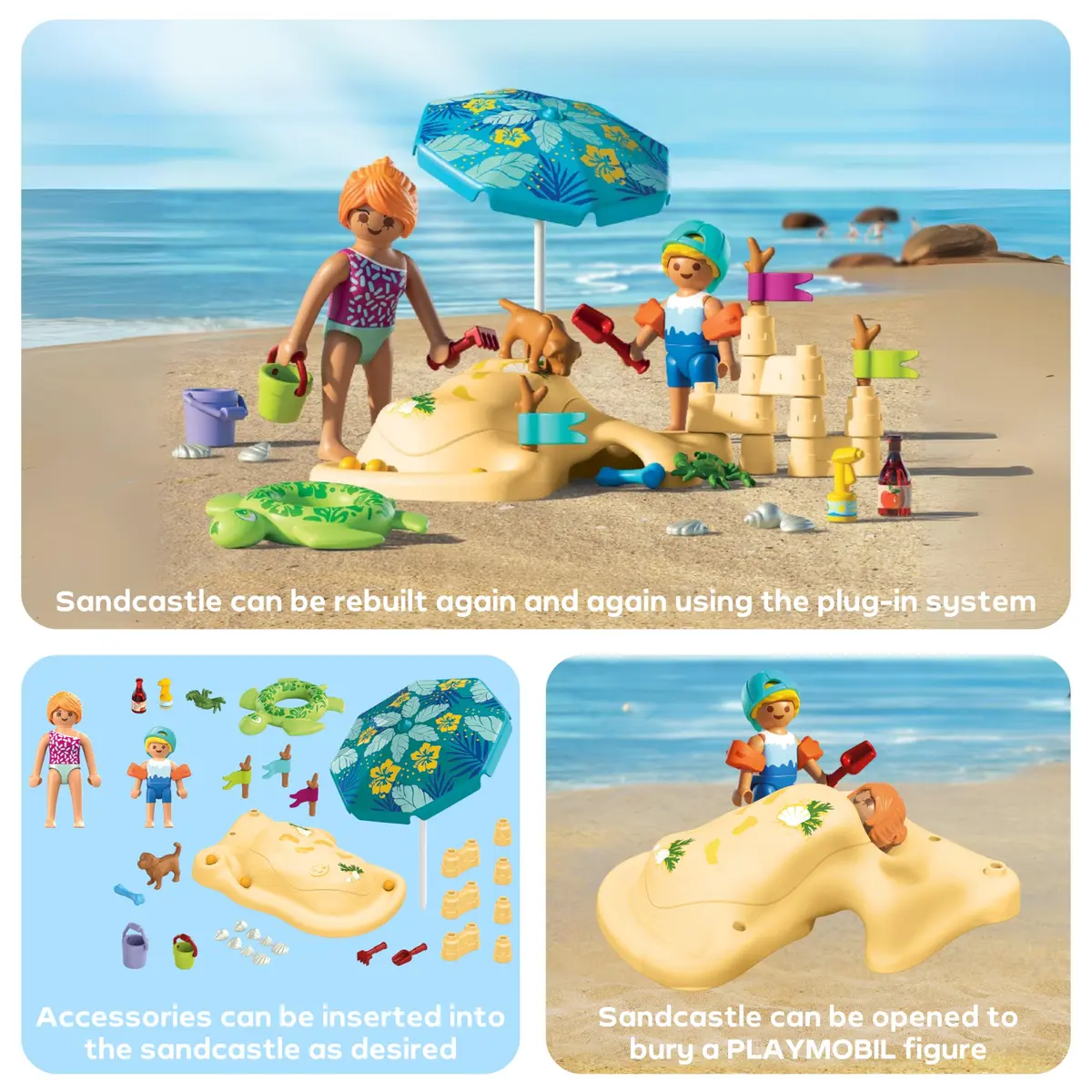 Playmobil Family Fun at the Beach | Imaginative Sandcastle & Waterway Playset for Kids 4-10 - view 4