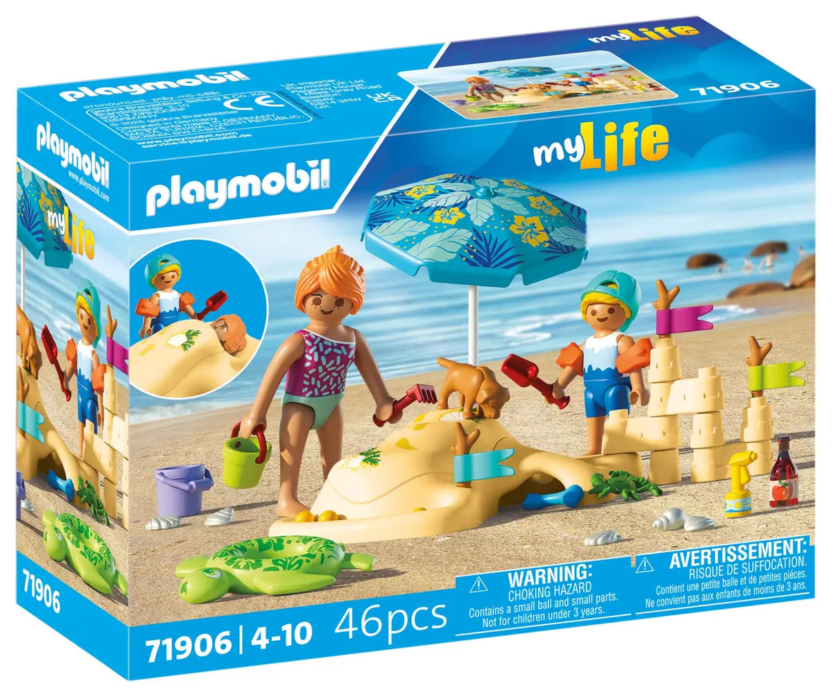 Playmobil Family Fun at the Beach | Imaginative Sandcastle & Waterway Playset for Kids 4-10 - main product image
