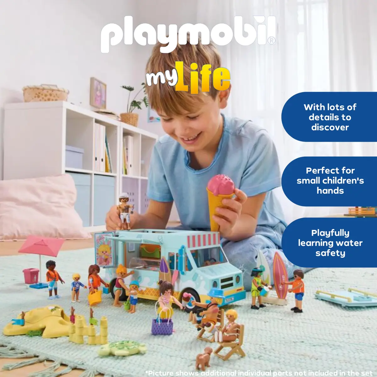 Playmobil Family Fun at the Beach | Imaginative Sandcastle & Waterway Playset for Kids 4-10 - view 3
