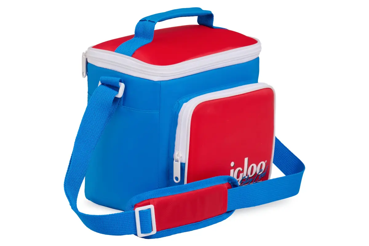 Igloo Retro 9-Can Square Lunchbox | Leak-Resistant Softside Cooler, 9 Cans Capacity, Red, White & Blue - main product image