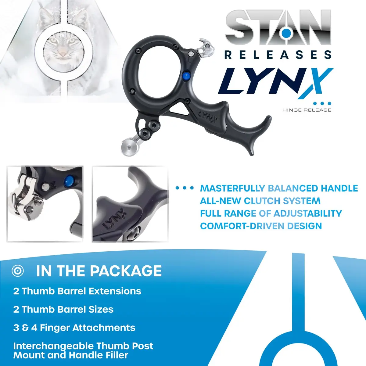 Stan Lynx Hinge Release - Archery Bowhunting Release Aid with Clutch System, Dual-Sided Moons, Smalll - view 2