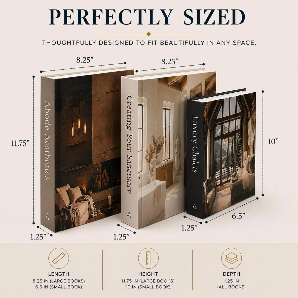 Array & Arrow Decorative Books for Home Decor, Set of 3 Faux Book Storage Boxes with Magnetic Closure, Hidden Storage for Remotes, Keepsakes, Coffee Table, Bookshelf, Living Room Decor - view 6