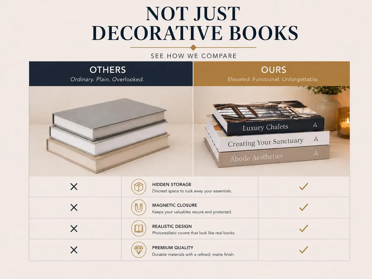 Array & Arrow Decorative Books for Home Decor, Set of 3 Faux Book Storage Boxes with Magnetic Closure, Hidden Storage for Remotes, Keepsakes, Coffee Table, Bookshelf, Living Room Decor - view 8