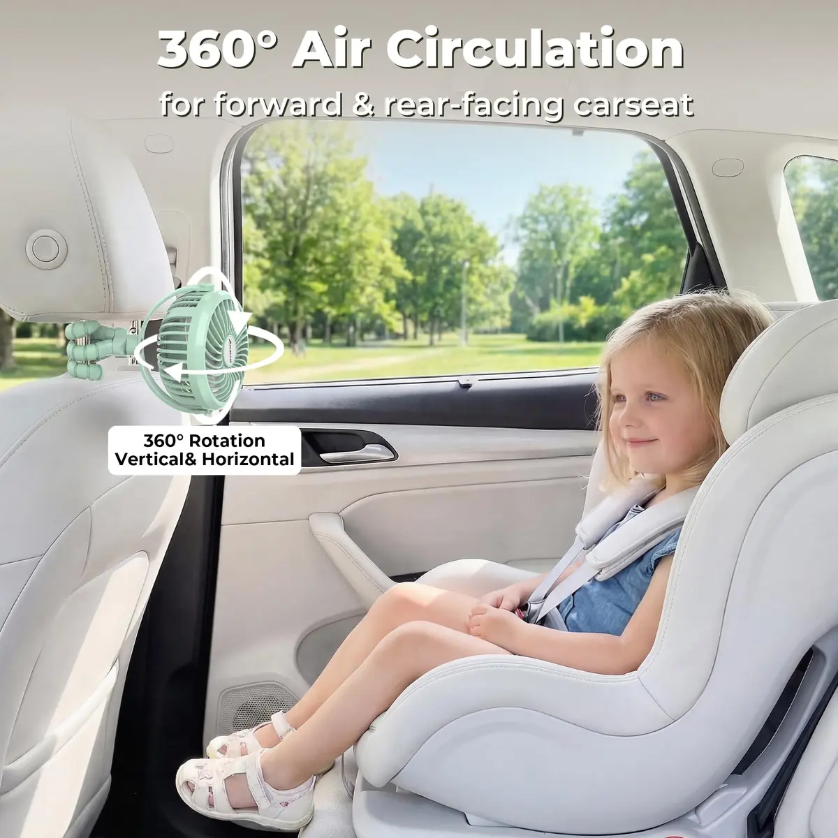 AMACOOL Battery Operated Stroller Fan, Portable Clip On Fan Rechargeable | 3 Speeds, 2600mAh Battery, LED Light - view 5
