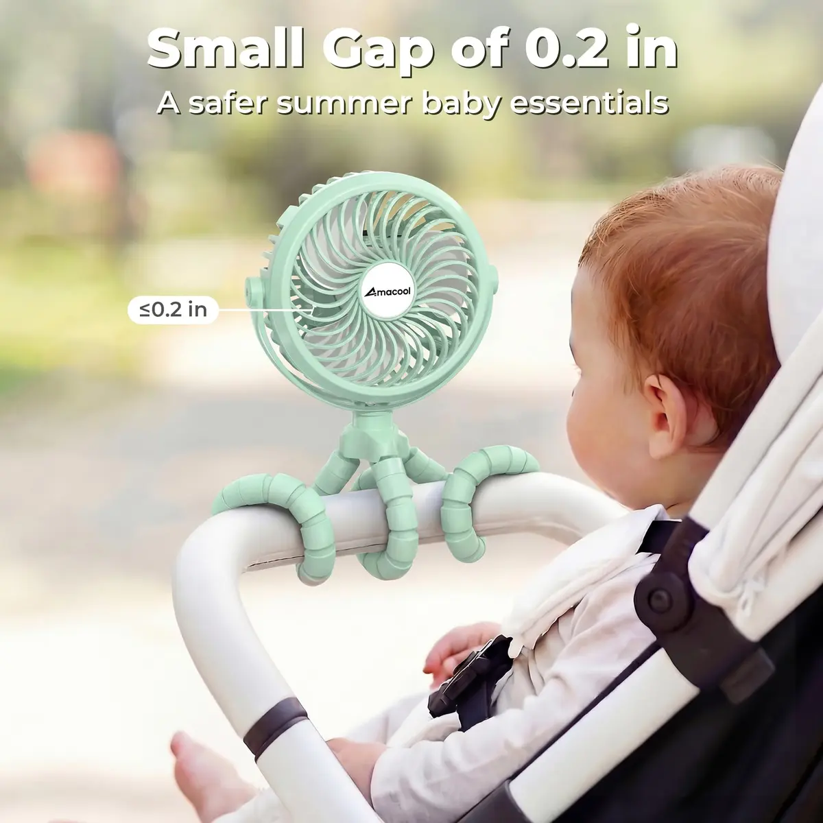AMACOOL Battery Operated Stroller Fan, Portable Clip On Fan Rechargeable | 3 Speeds, 2600mAh Battery, LED Light - view 2