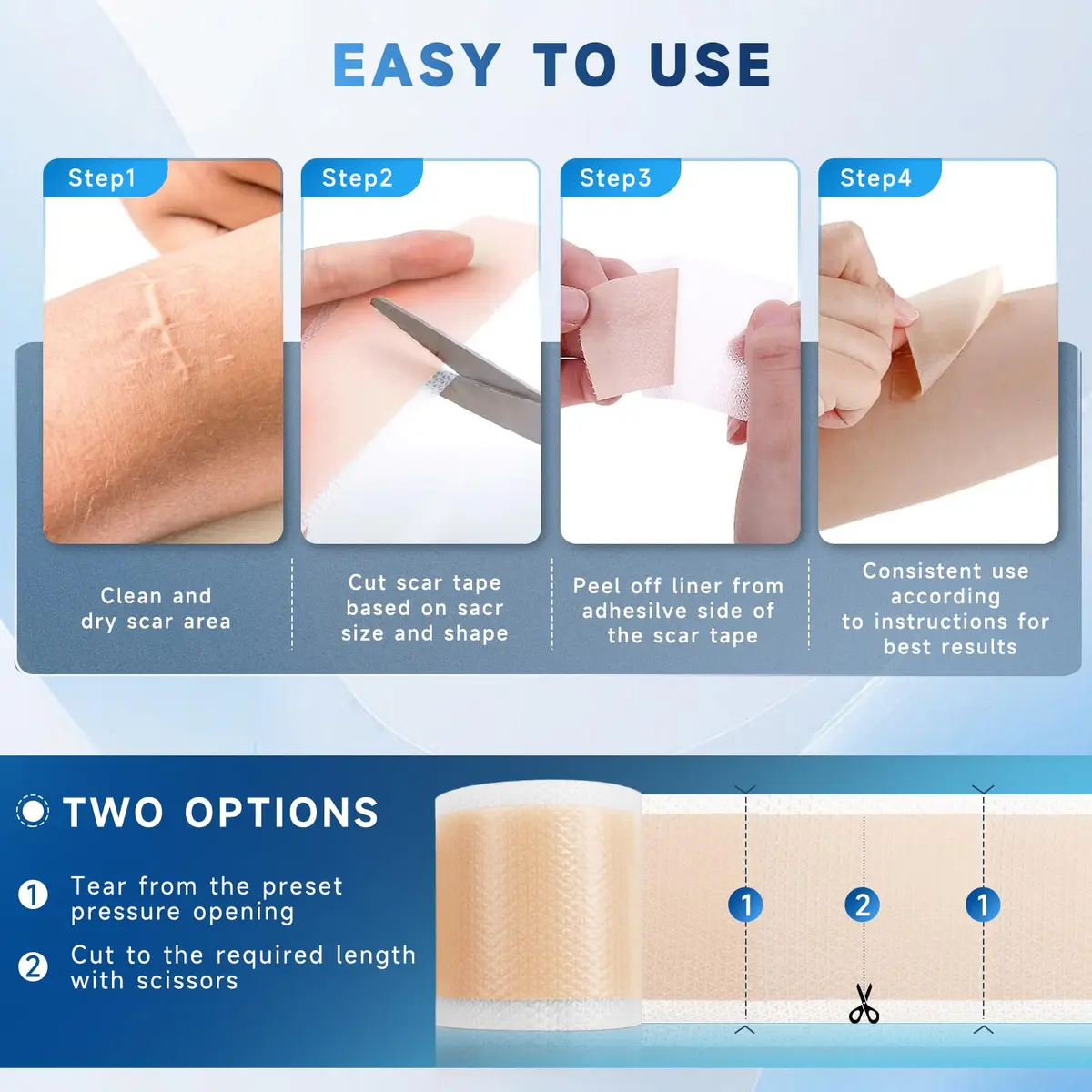 Rvlaim Silicone Scar Sheets, Silicone Scar Tape 1.5M | Clinically Proven Scar Treatment for All Skin Types - view 6