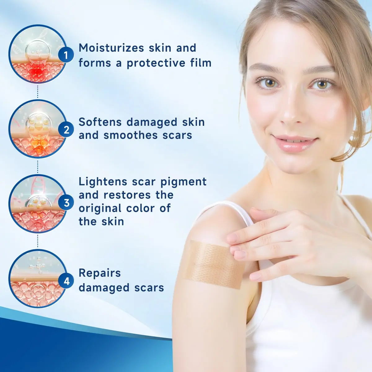 Rvlaim Silicone Scar Sheets for Surgical & Burn Scars, 3M, 1.6” x 120” Roll | Medical-Grade, Reusable & Hypoallergenic - view 5