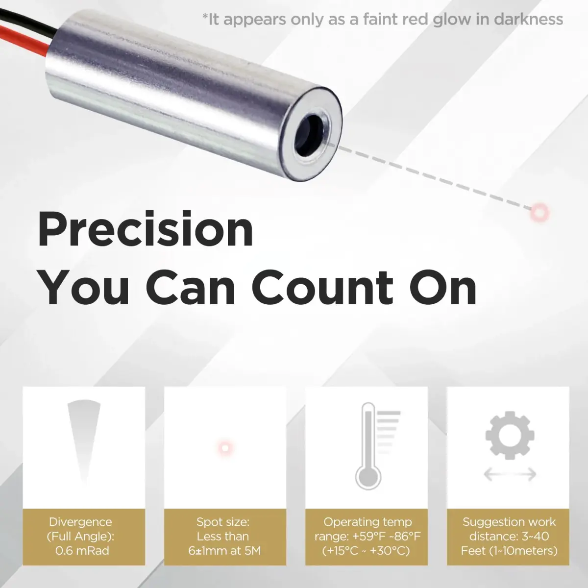 Quarton 780nm IR Dot Laser Module D7xL21mm (2.6-6 VDC) | Class 3R <3mW APC Driver - view 7