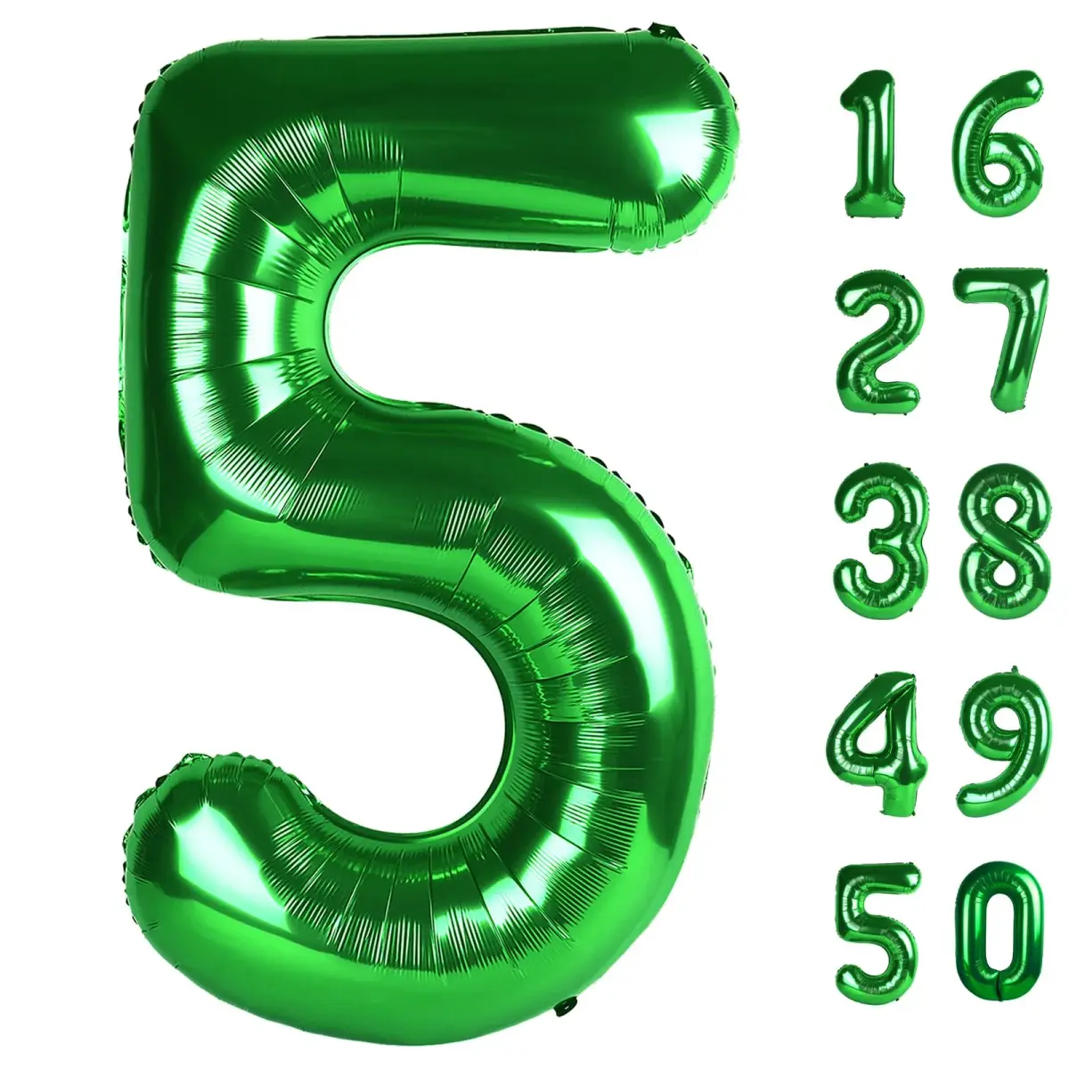 Kelfuoya Green Number 5 Balloon 40 Inch | Premium Mylar Foil for Birthday Parties - main product image