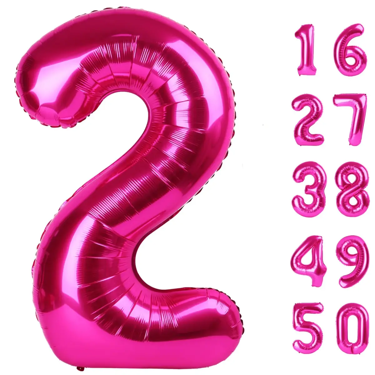 Kelfuoya Rose Red Number 2 Balloon 40 Inch | Jumbo Helium Foil Balloon for 2nd Birthday Decorations - main product image