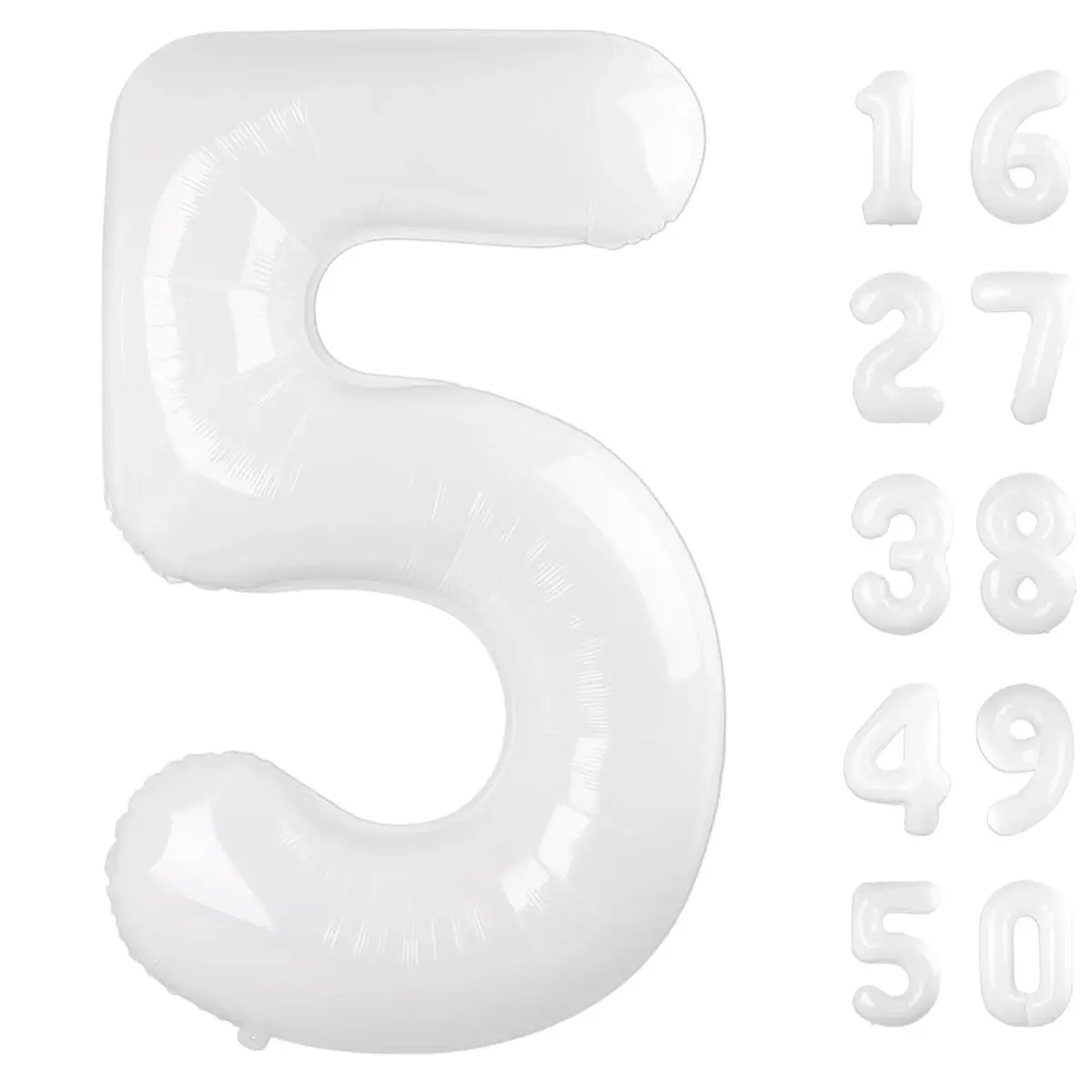 Kelfuoya White Number 5 Balloon 40 Inch | Mylar Foil Digital Helium Balloon for Parties - main product image