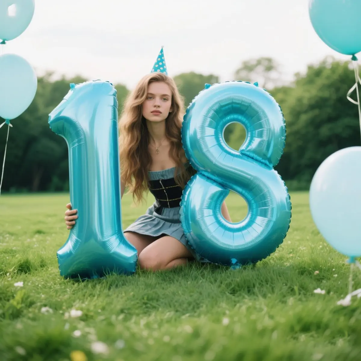 Kelfuoya Light Blue Number 8 Balloon 40 Inch | Mylar Foil Jumbo Helium Balloon for Parties - view 3
